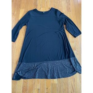 Nik‎ and Nash Dress Womens Size Large Navy Contrast Hem Shimmer Stretch USA Made